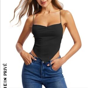Crisscross Tied Backless Asymmetrical Hem Cami Top